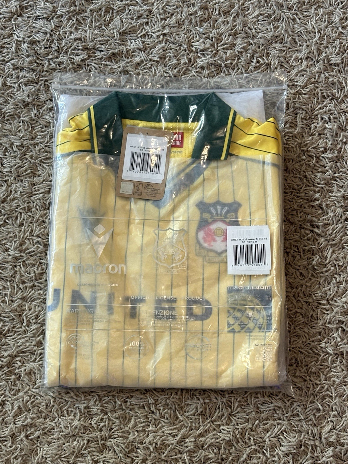 Official Wrexham AFC Macron Away Football Shirt 2025-2026 Jersey Size Medium M