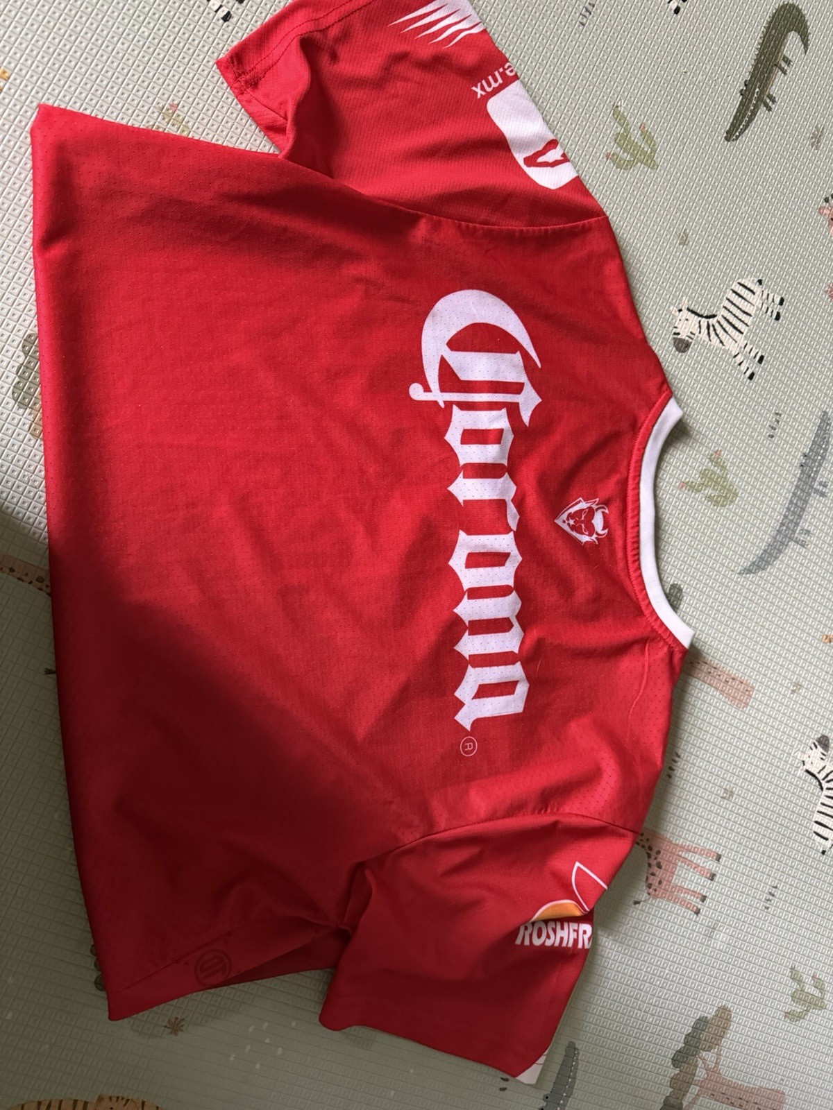 New Balance Toluca Soccer Jersey Red/White Roshfrans Corona Sponsor