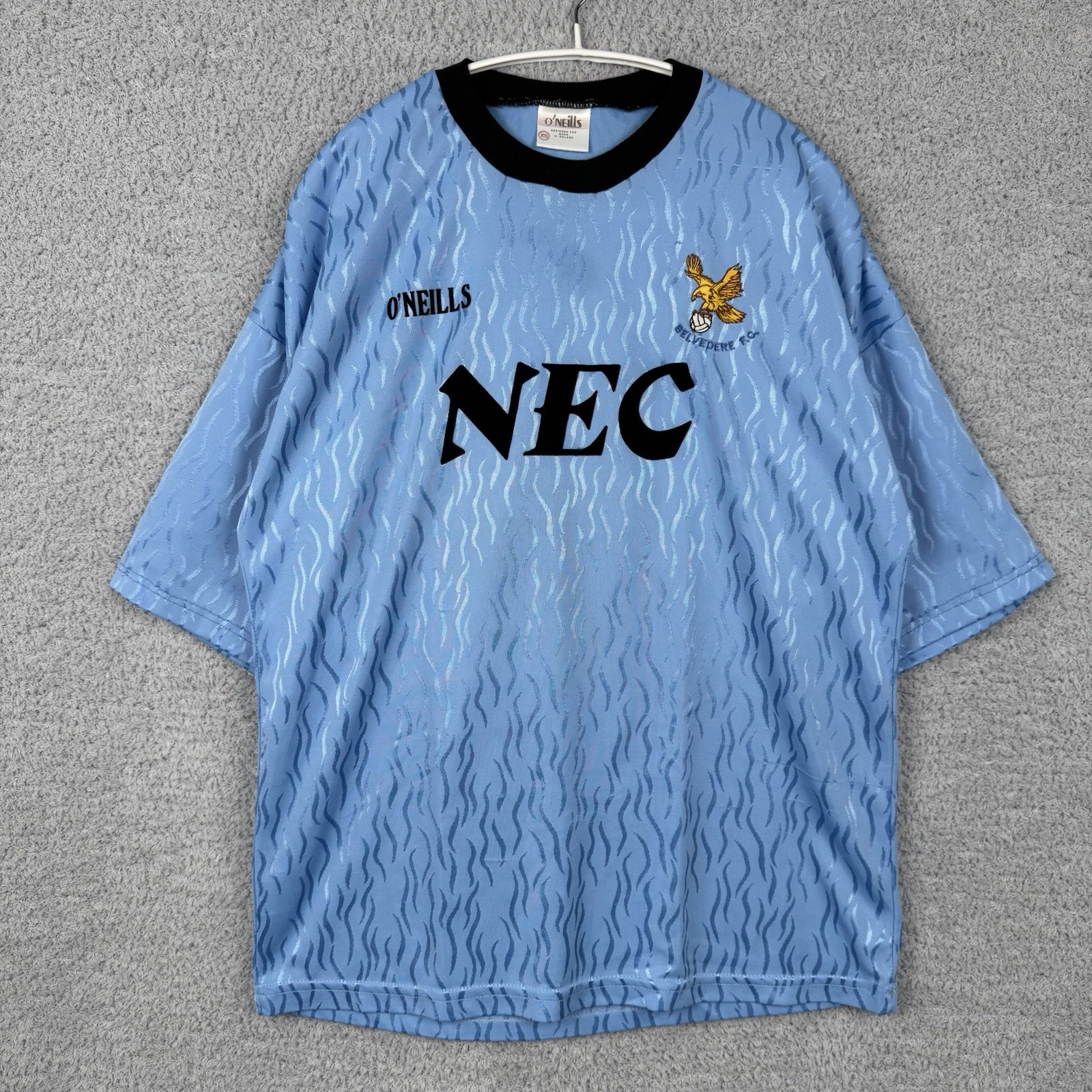 Vintage 90’s O’Neills Belvedere FC Jersey GAA Gaelic Acrylic Blue Shirt Mens XS