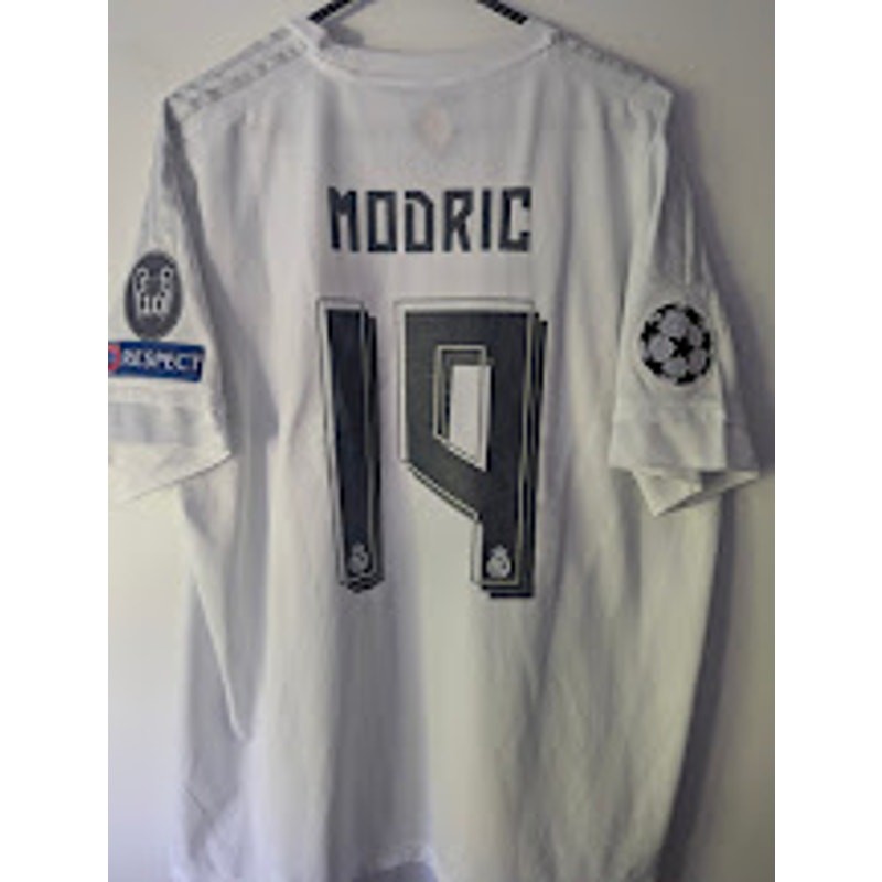 Real Madrid 2015-16 Modric 19 Jersey 2XL Adidas UCL Fully Patched Rare