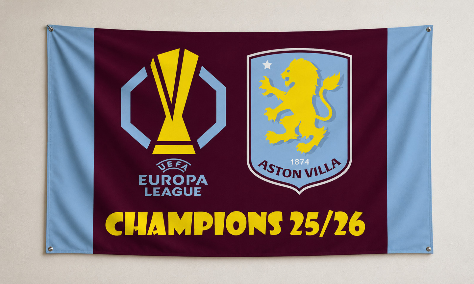Aston Villa Fc Flag Banner 3X5 Ft The Villans The Lions Champions