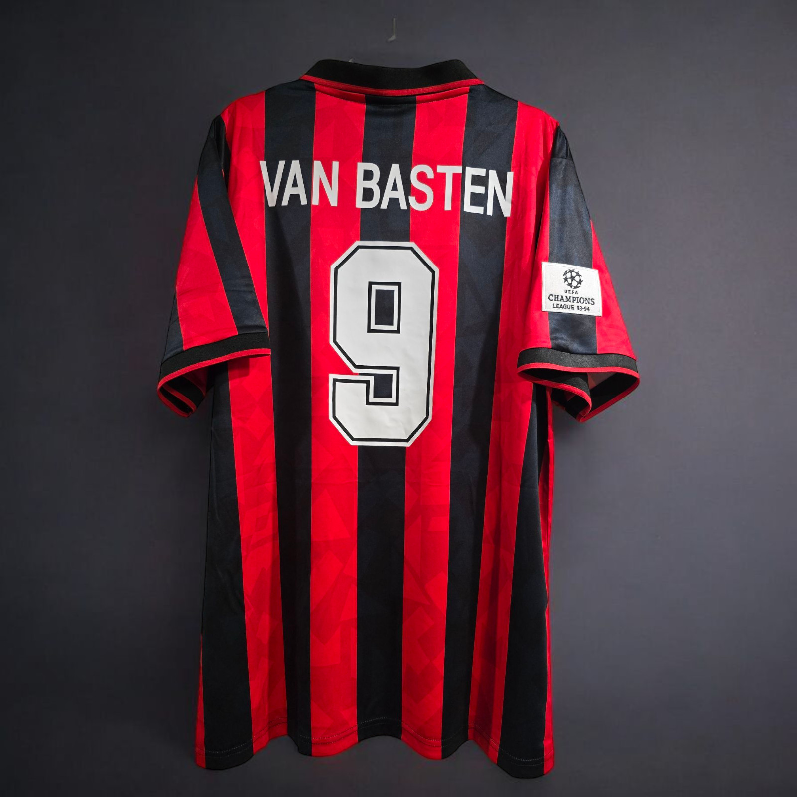 AC MILAN HOME ITALY 93/94 – RETRO – SOCCER – VAN BASTEN # 9 – LARGE (USA-Medium)