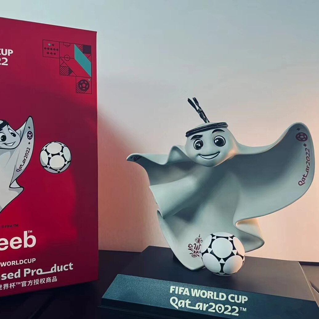 2022 Qatar FIFA World Cup Official Mascot La’eeb 3D PVC Sculpture Doll Toy