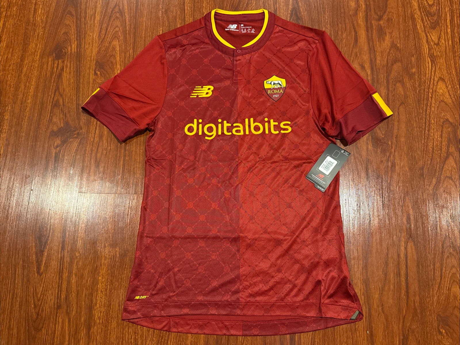 2022-23 Mens New Balance AS Roma Home Soccer Jersey Medium M Elite Fit Authentic