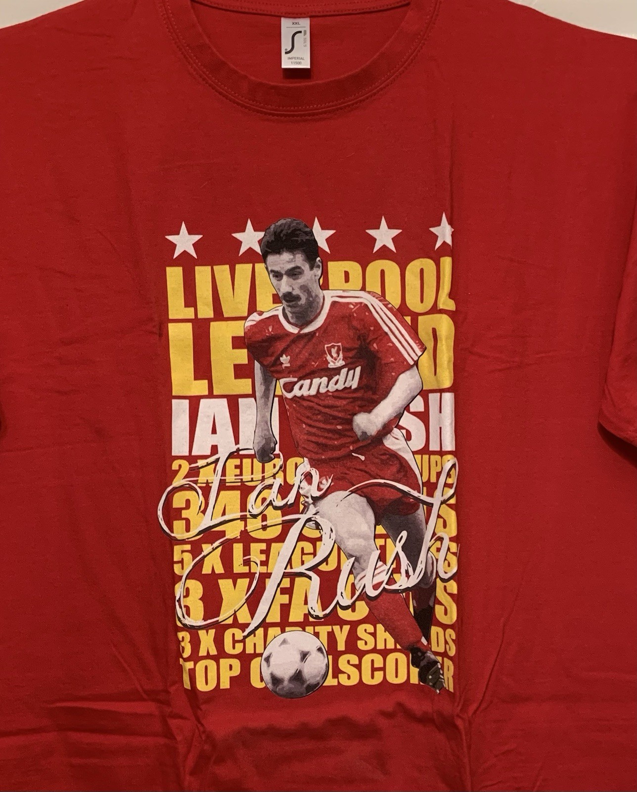 Liverpool Football Club Ian Rush T-Shirt Men’s XXL Vintage Career Stats Graphic
