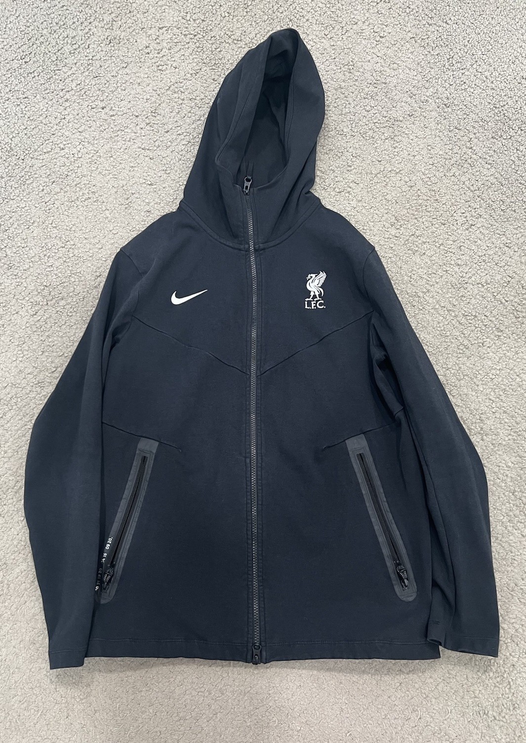 Nike Liverpool FC LFC Black Full Zip Hooded Soccer Jacket Sweatshirt Tech Medium