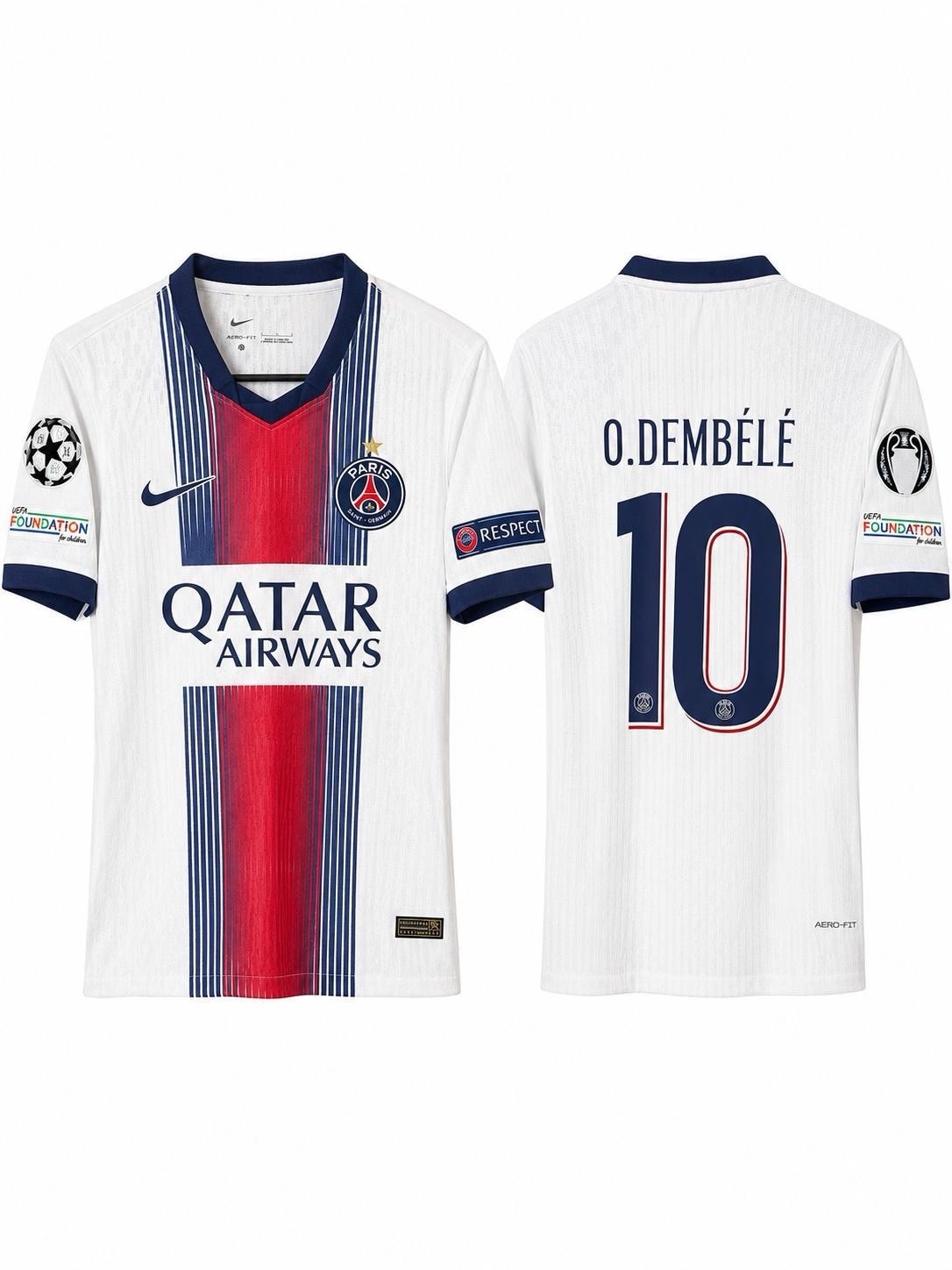 PSG 2026 Soccer Jersey O.dembele Size Medium White Jersey