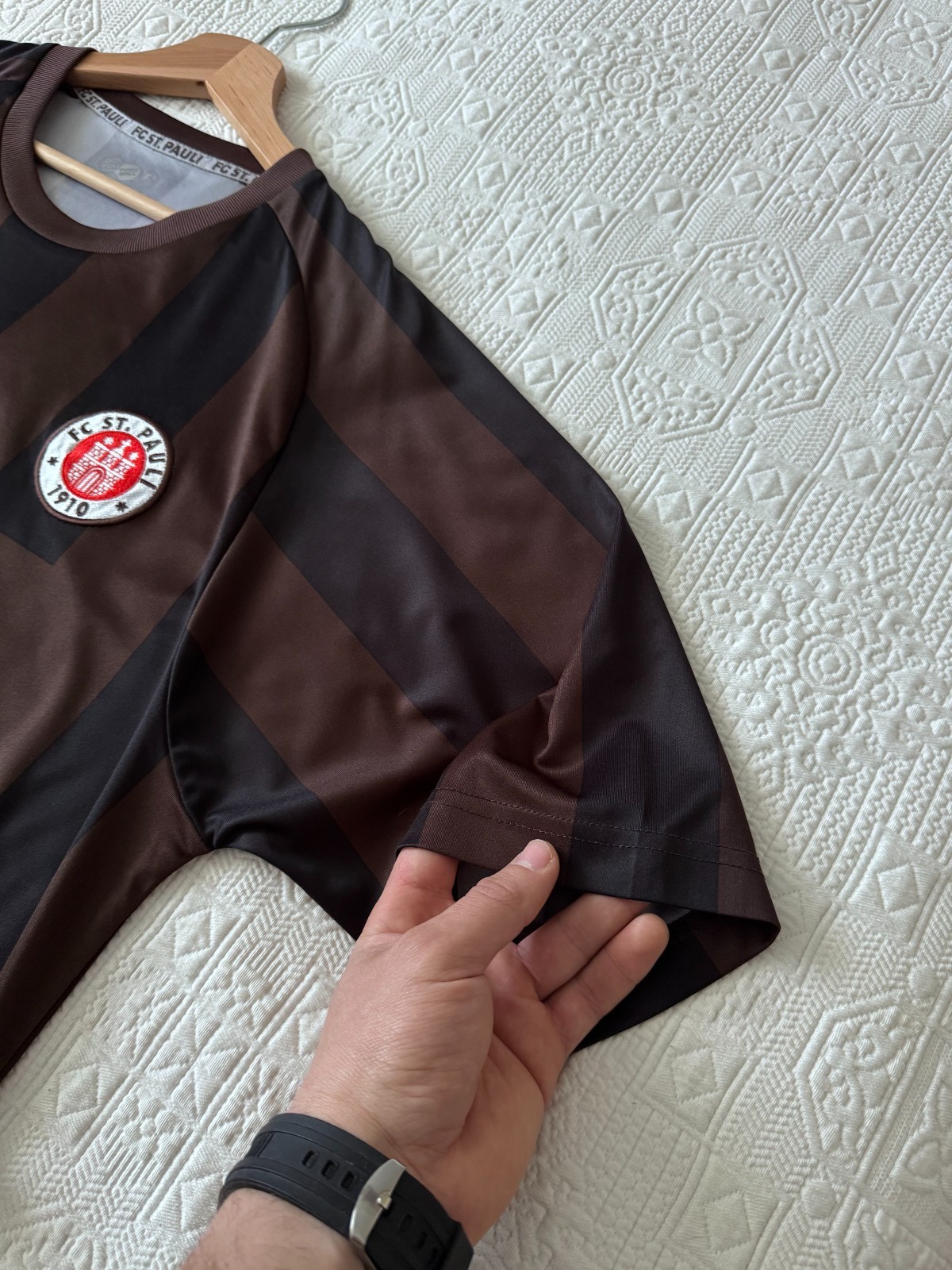 FC St. Pauli Away 2011-12 Striped Brown/Black Soccer Football Jersey Shirt XXL