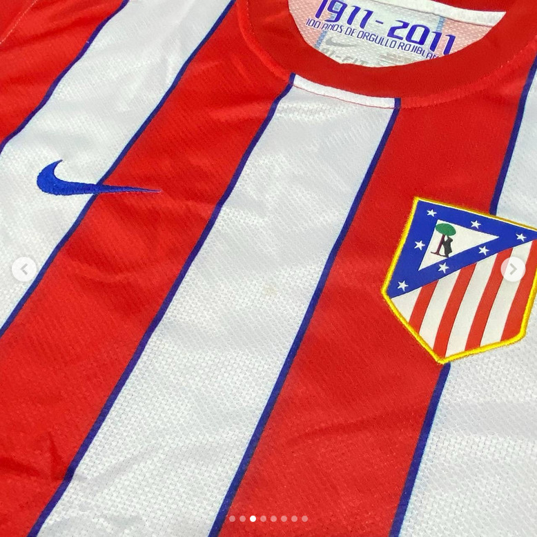 Vintage Nike Atletico Madrid 2011 Home Player Issue Jersey Falcao #9 L