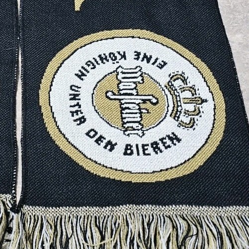 WARSTEINER FC-Black/Gold Knit Acrylic, Logo Fan Scarf
