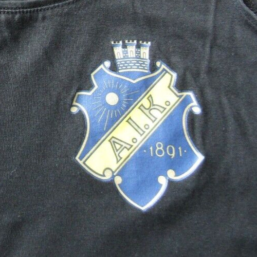 AIK STOCKHOLM FC Soccer futbol sleeveless black tshirt UK women L SLIM TIGHT FIT