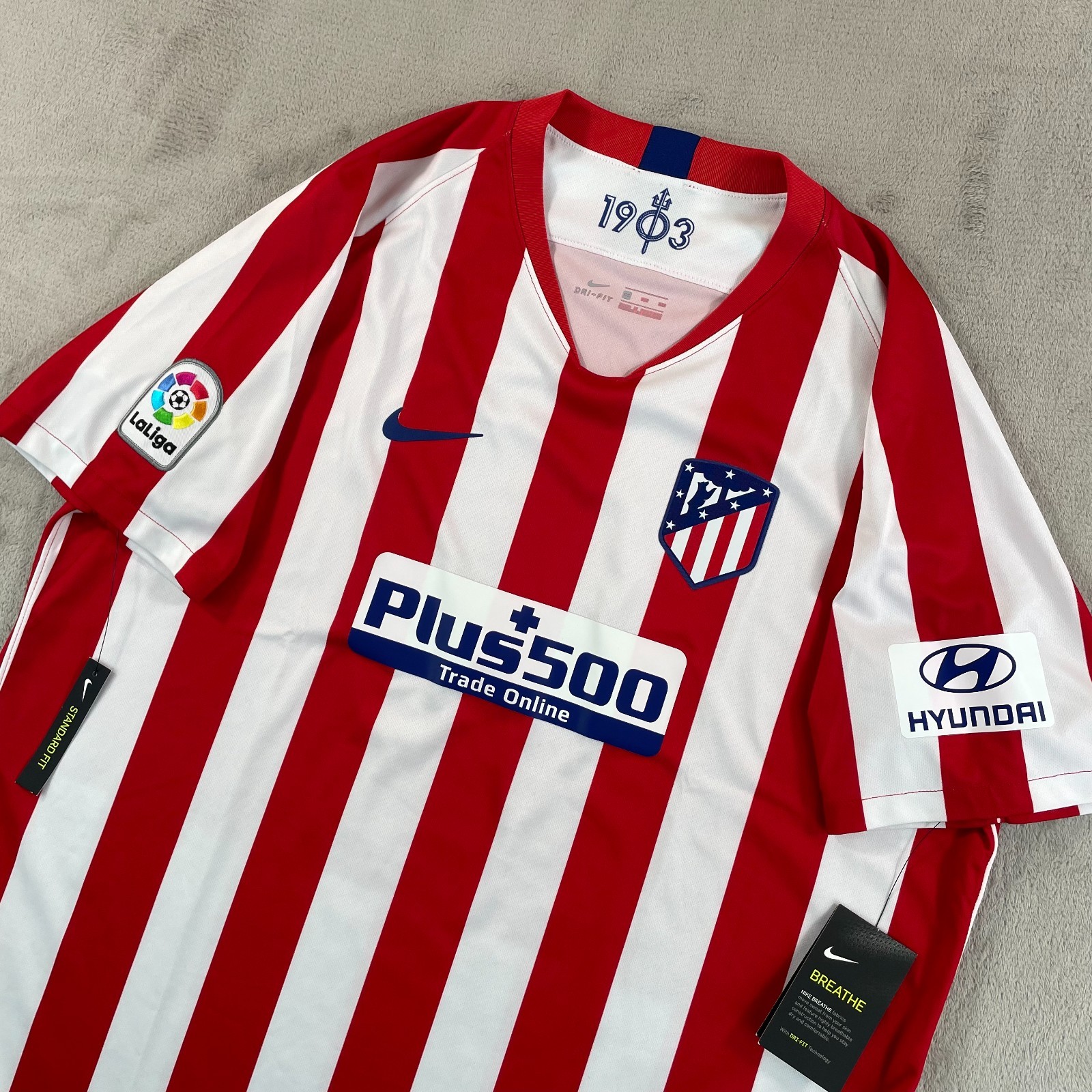 Nike Atletico Madrid Home Soccer Jersey Men 2XL Red White La Liga 2019 NWT