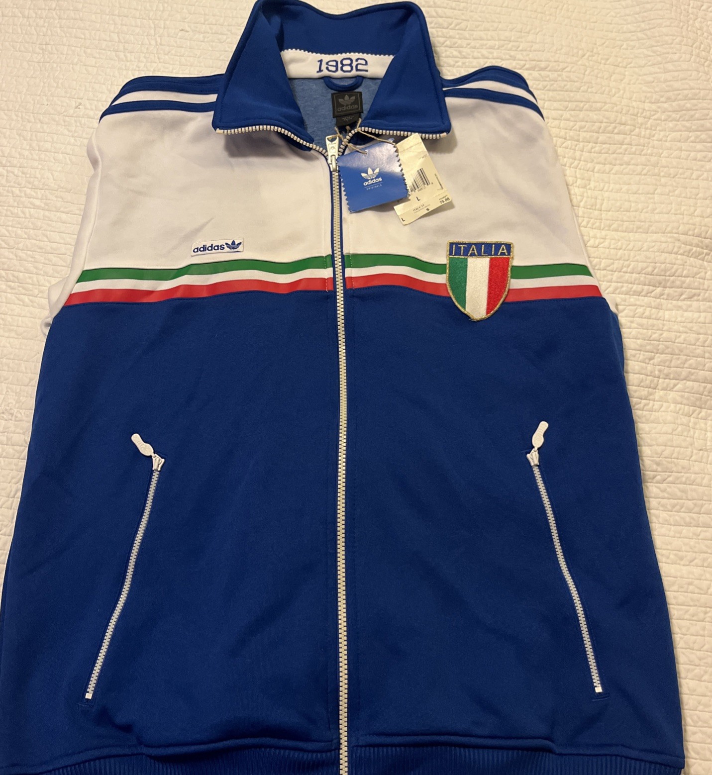 New Adidas Retro 1982 Multicolor Jacket Italy Soccer Track Jacket Top men’s L