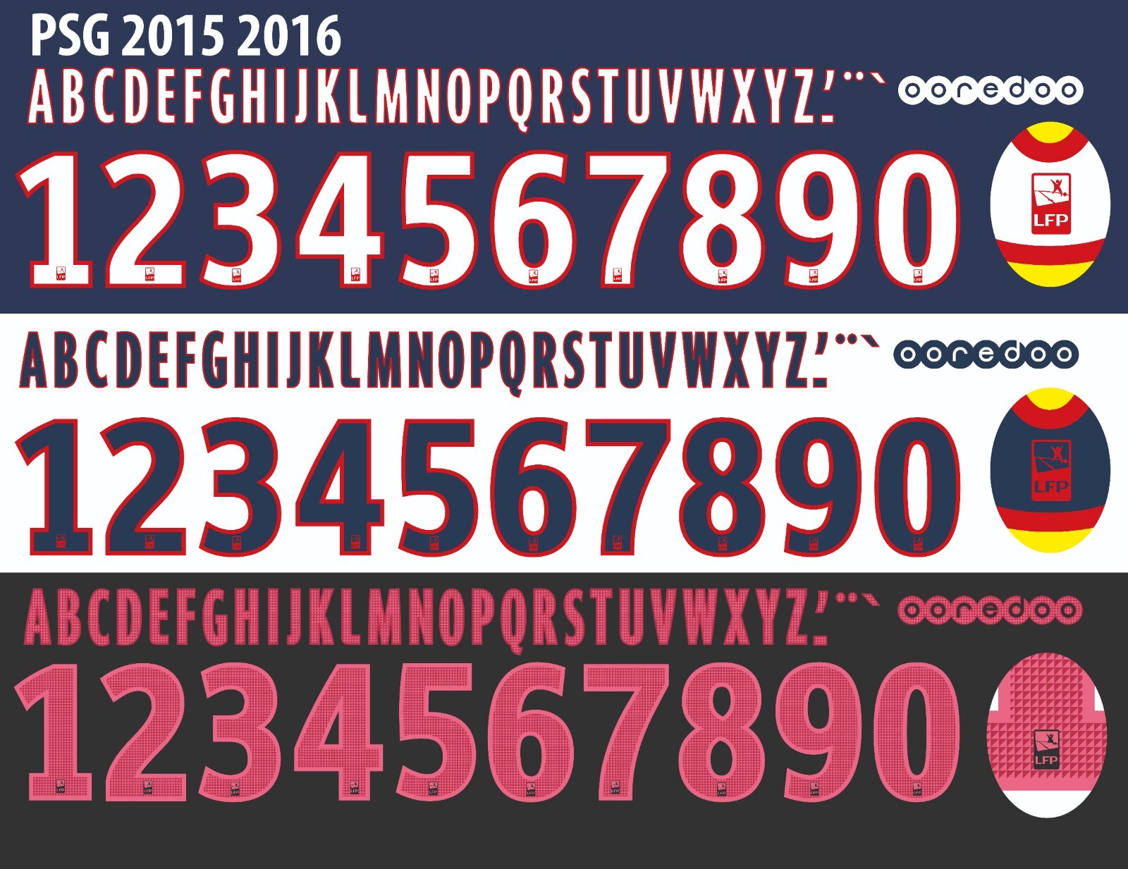 Name&Number Set For Paris Saint-Germain League 1 2015/2016 Home/Away Football
