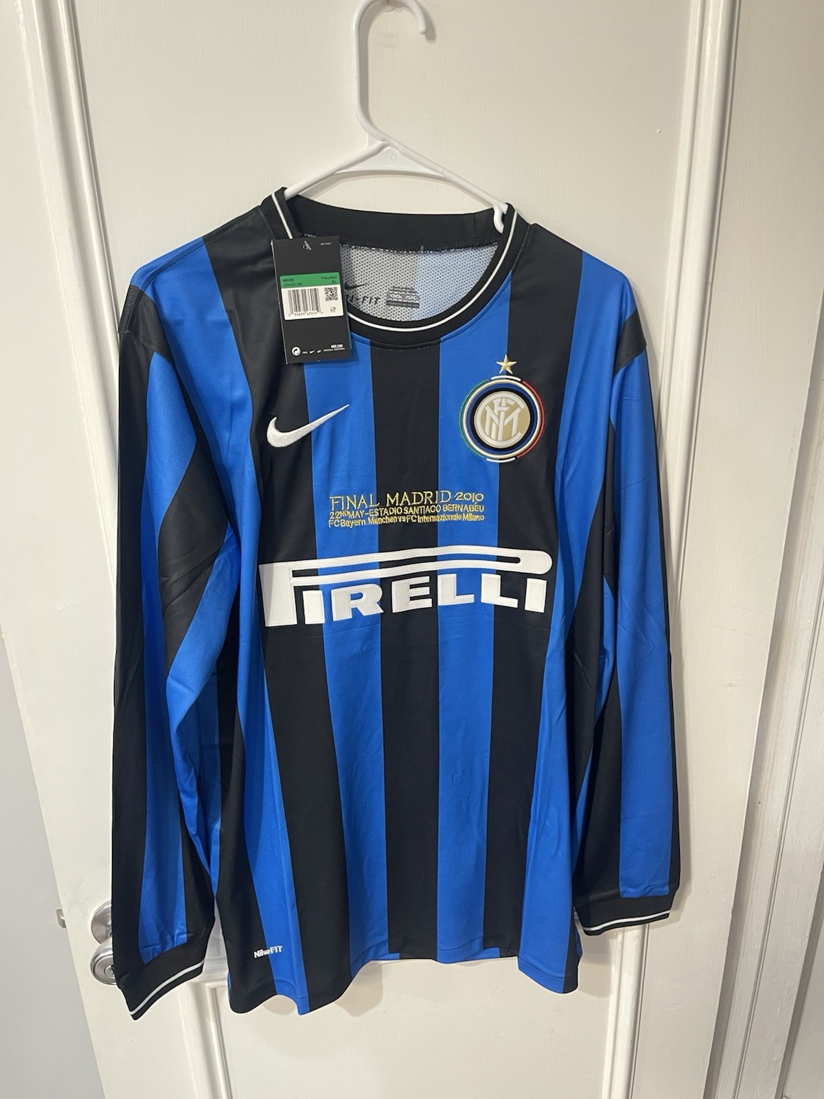 Inter Milan 09/10 Home Retro Jersey Long Sleeve Football Shirt UCL Final Size L