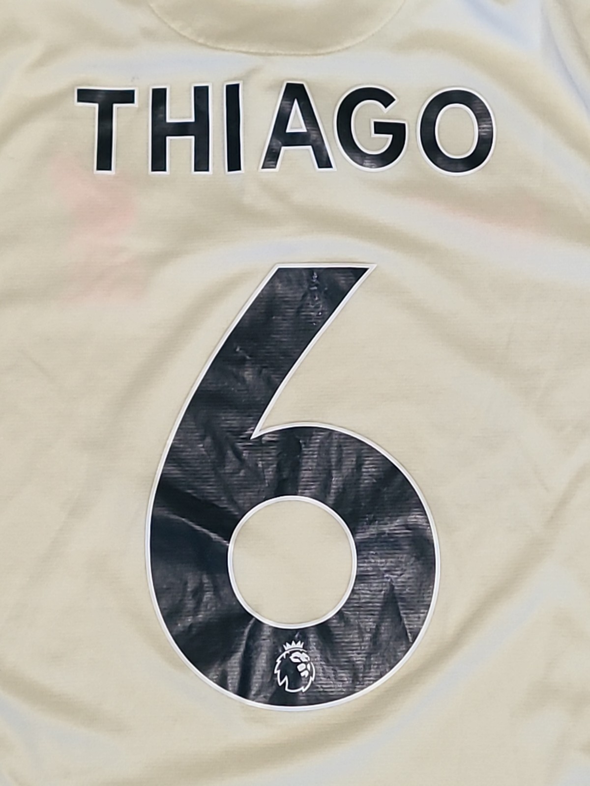 Nike Liverpool FC 2021-22 Away THIAGO #6 Football Soccer Jersey Large Cream READ