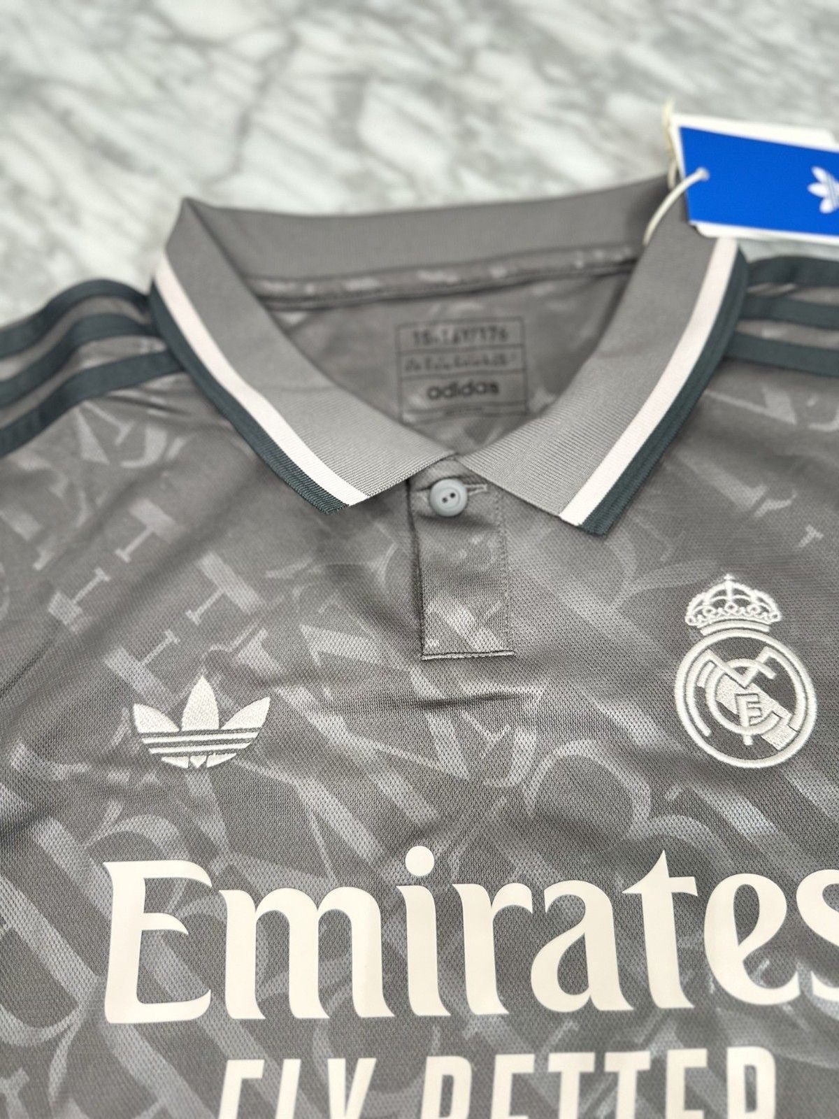 Adidas Real Madrid La liga 3rd Jersey 16Y-17Y Gray IT3438 Youth Size XL NEW