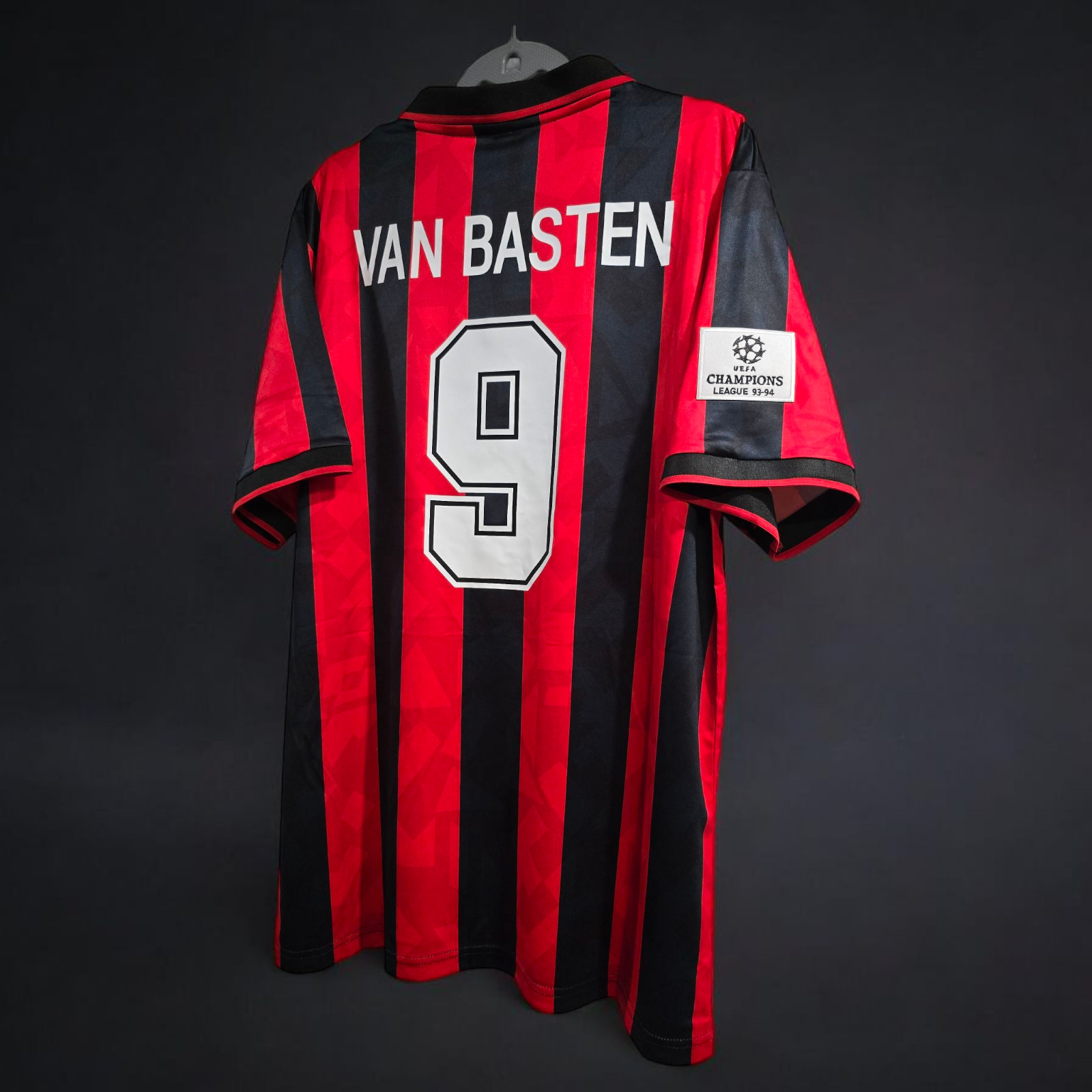 AC MILAN HOME ITALY 93/94 – RETRO – SOCCER – VAN BASTEN # 9 – LARGE (USA-Medium)