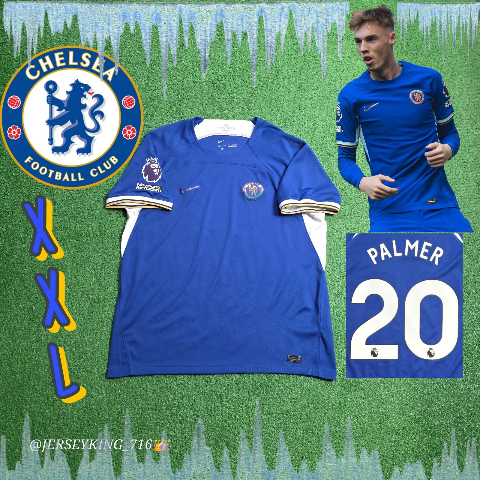 🇬🇧Nike Chelsea FC Cole Palmer#20 2023/2024 Home Blue Jersey XXL