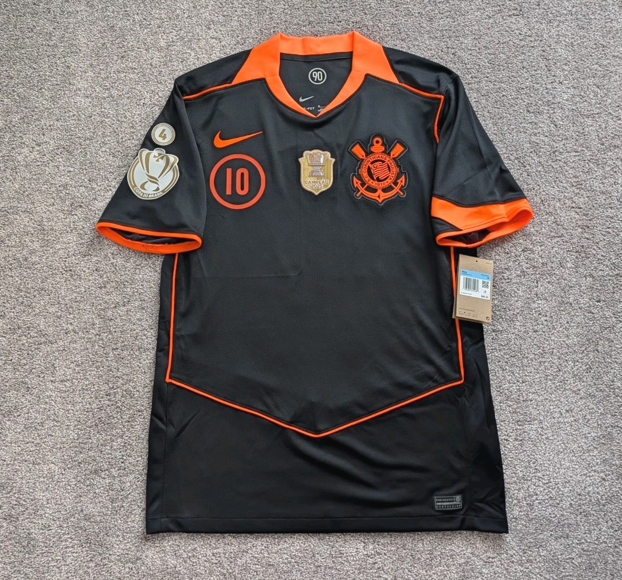 Nike Corinthians T90 Memphis 10 Soccer Jersey Sz M HM3203-010 W/ Champs Patches