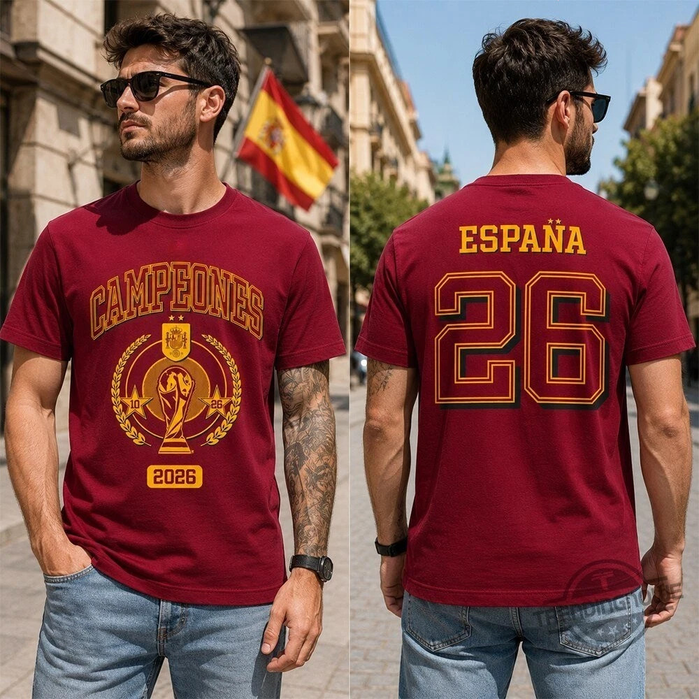 Spain 2026 World Cup Champions Trophy Style Soccer Shirt Football Fan Unisex