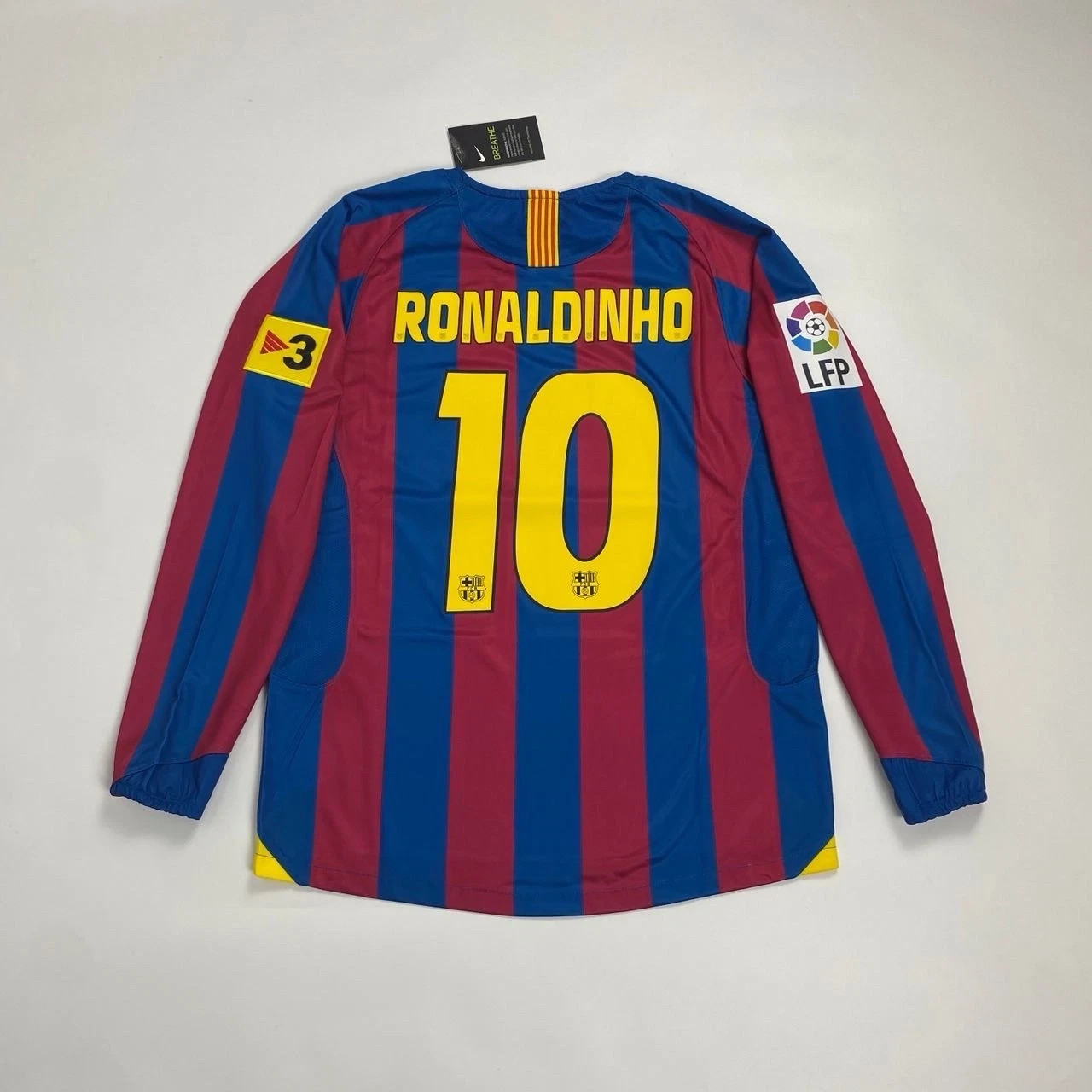 05/06 Barcelona Home Retro Jersey Ronaldinho #10 Long Sleeve Vintage Blue Icon