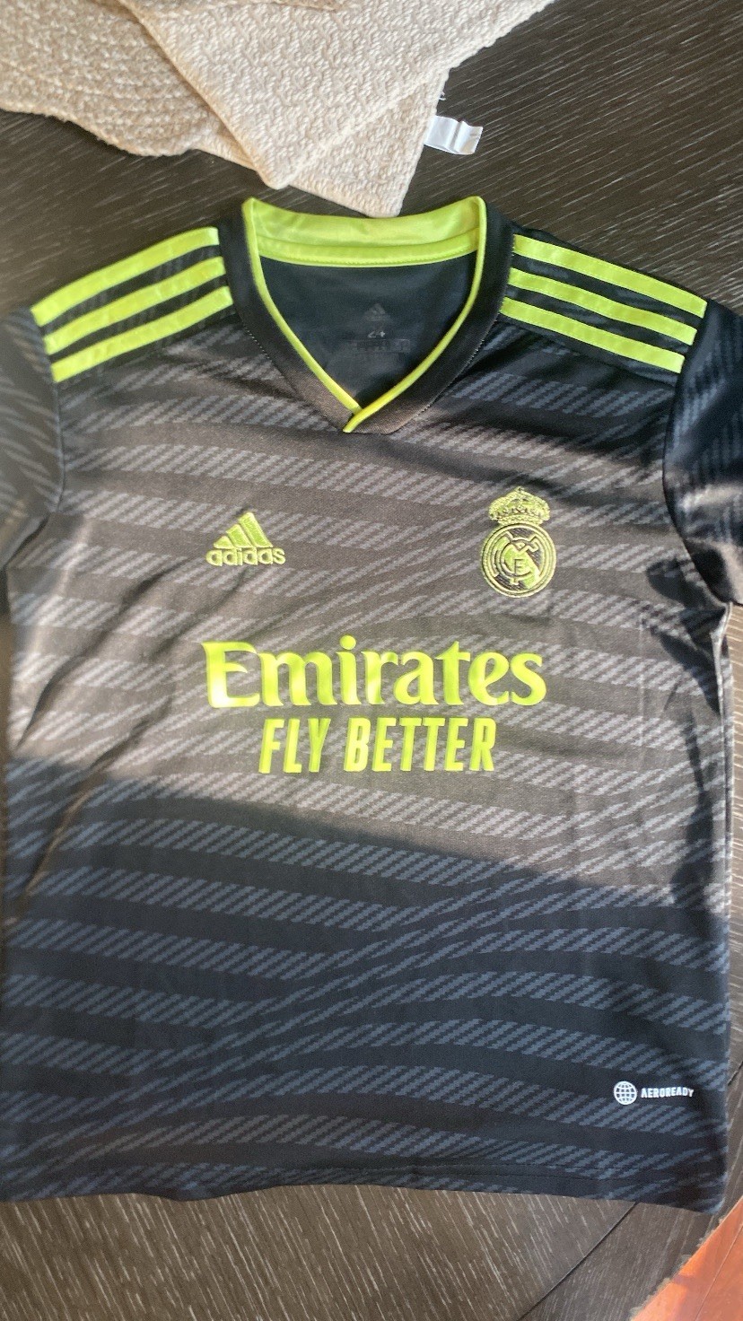 adidas Real Madrid Luka Modric #10 Soccer Jersey Black/Gray/Green Kids 24