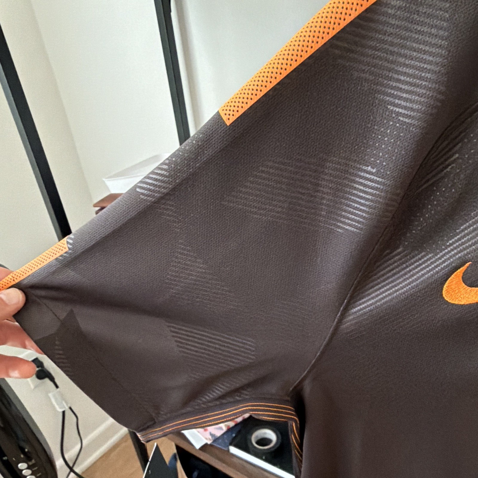 Nike Dri-FIT AS Roma Soccer Jersey 2017-2018 Shirt Black Orange Size S (Small)