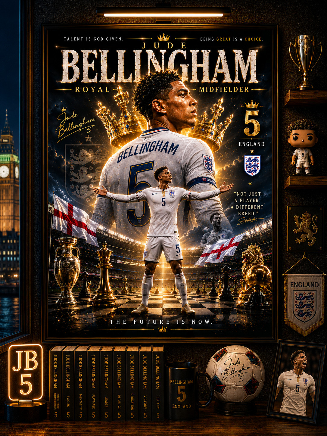 Jude Bellingham Royal Midfielder Soccer Art Print 8.5×11 England Poster
