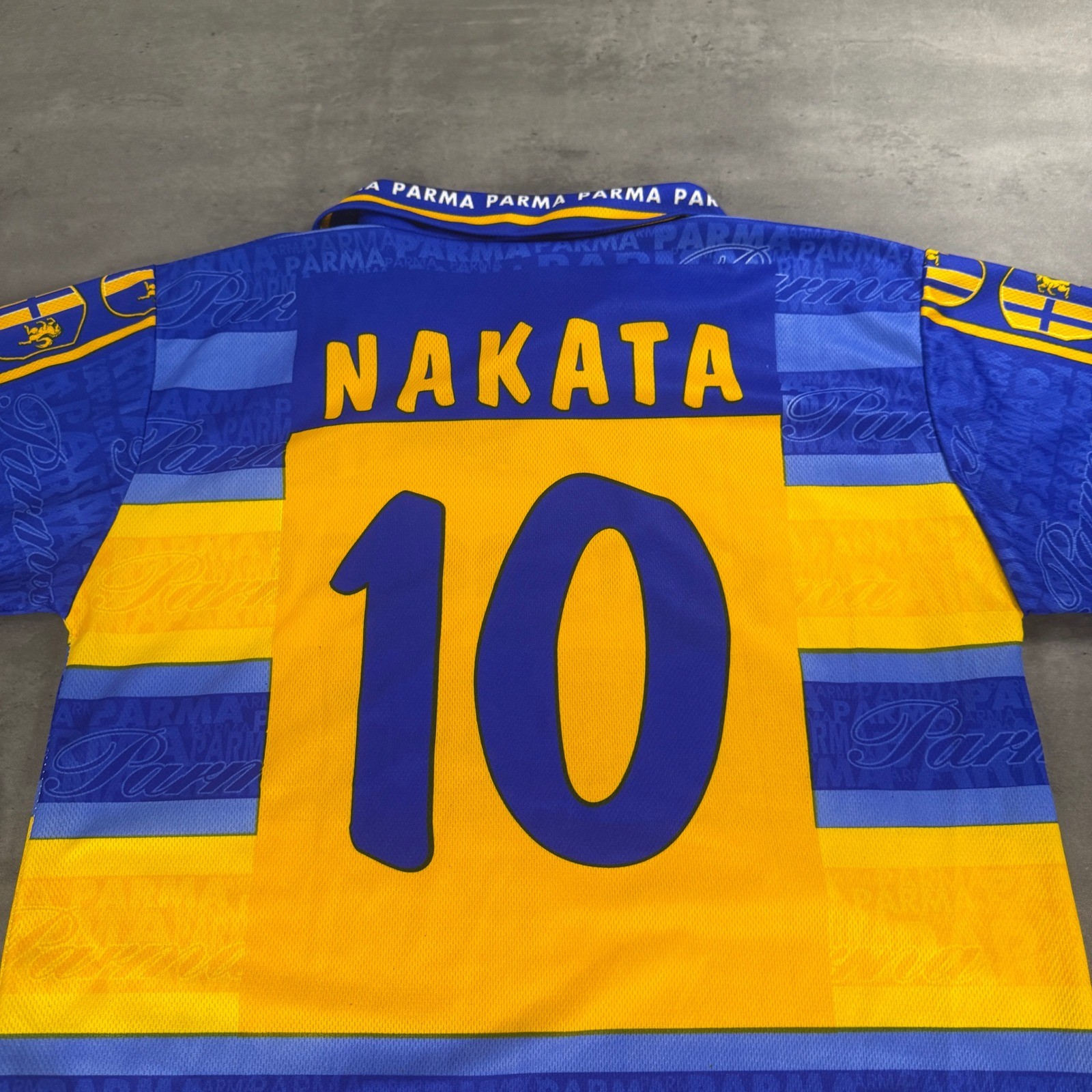 Parma AC Jersey Mens XL Blue Yellow Nakata 10 Soccer Shirt Vintage Blokecore