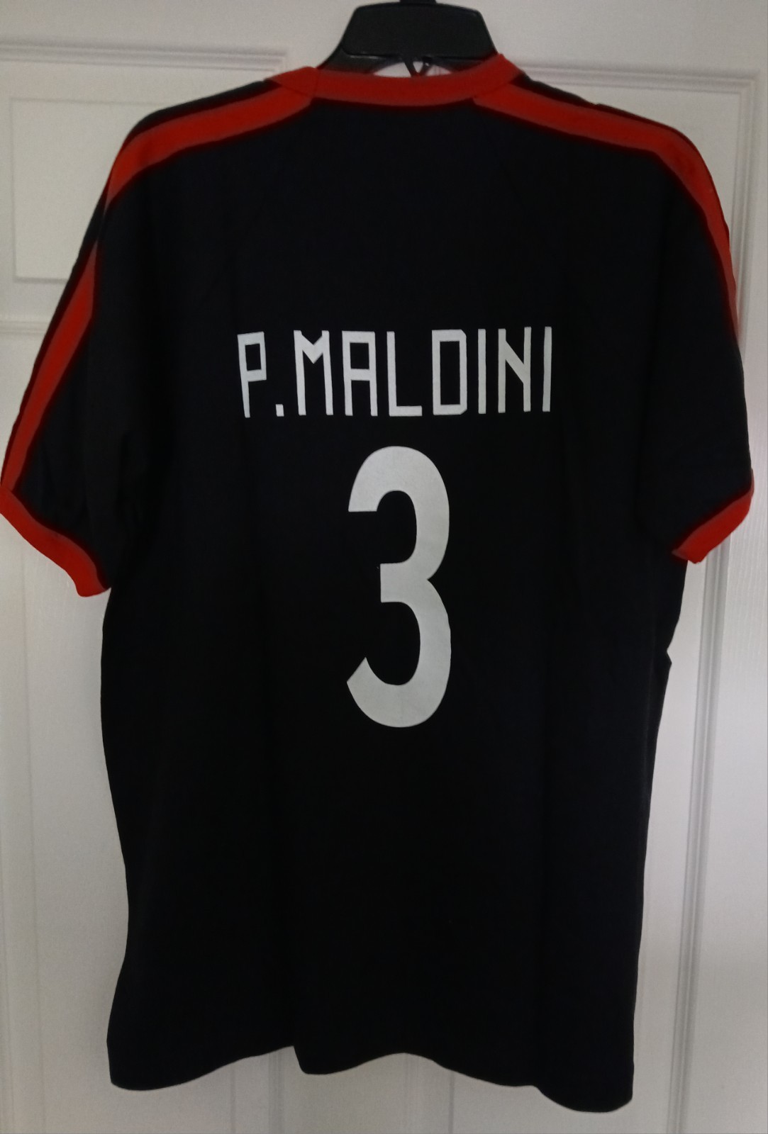 Sport Humor AC Milan Paolo Maldini Soccer Shirt Black/Red Size XL