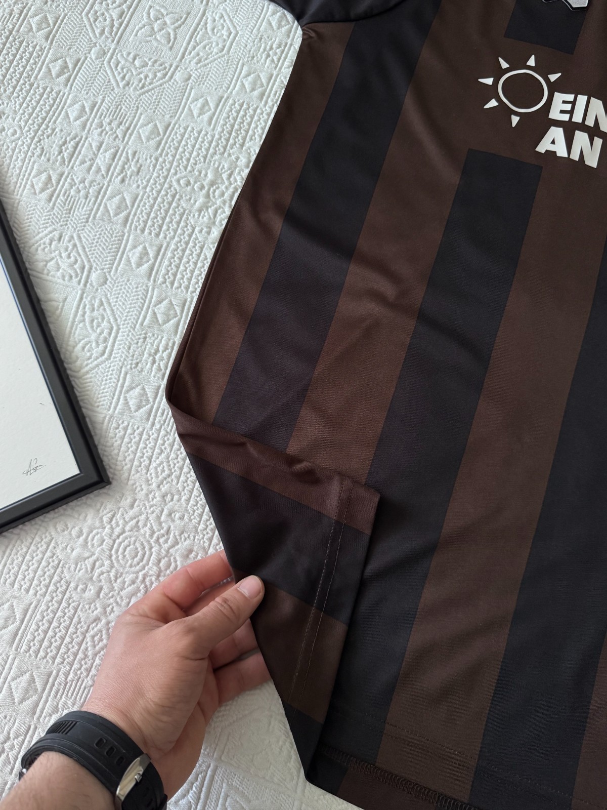 FC St. Pauli Away 2011-12 Striped Brown/Black Soccer Football Jersey Shirt XXL