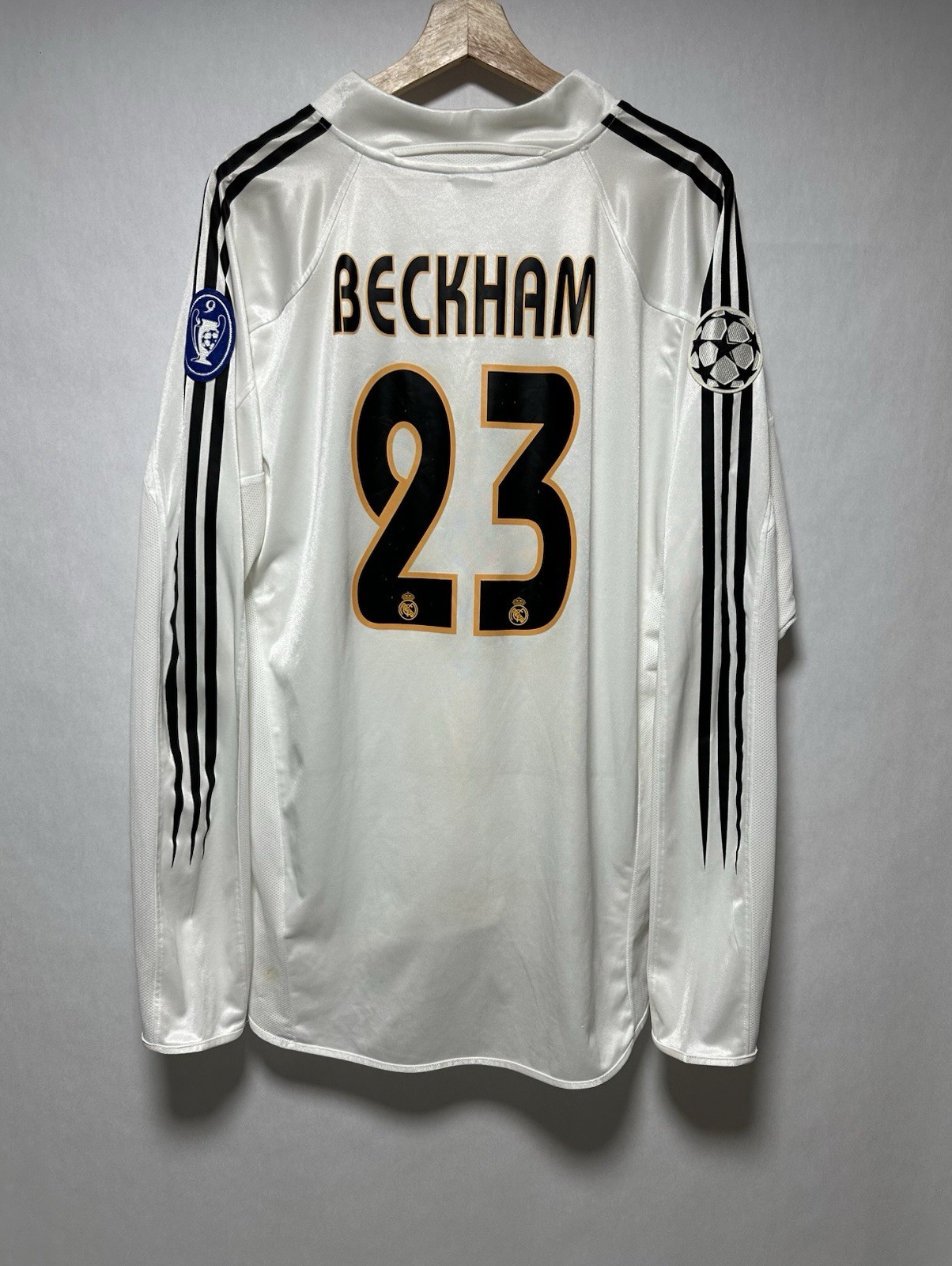 Real Madrid Adidas David Beckham Long Sleeve 2004 2005 Jersey Kit UCL Size XL